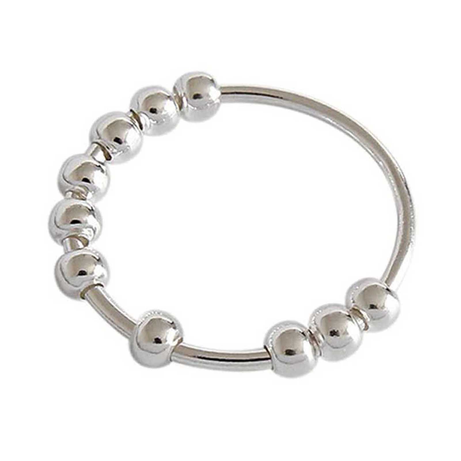 Relieve Pressure Bead Unisex Ring Copper Ball Stackable Finger Ring Jewelry Accessory