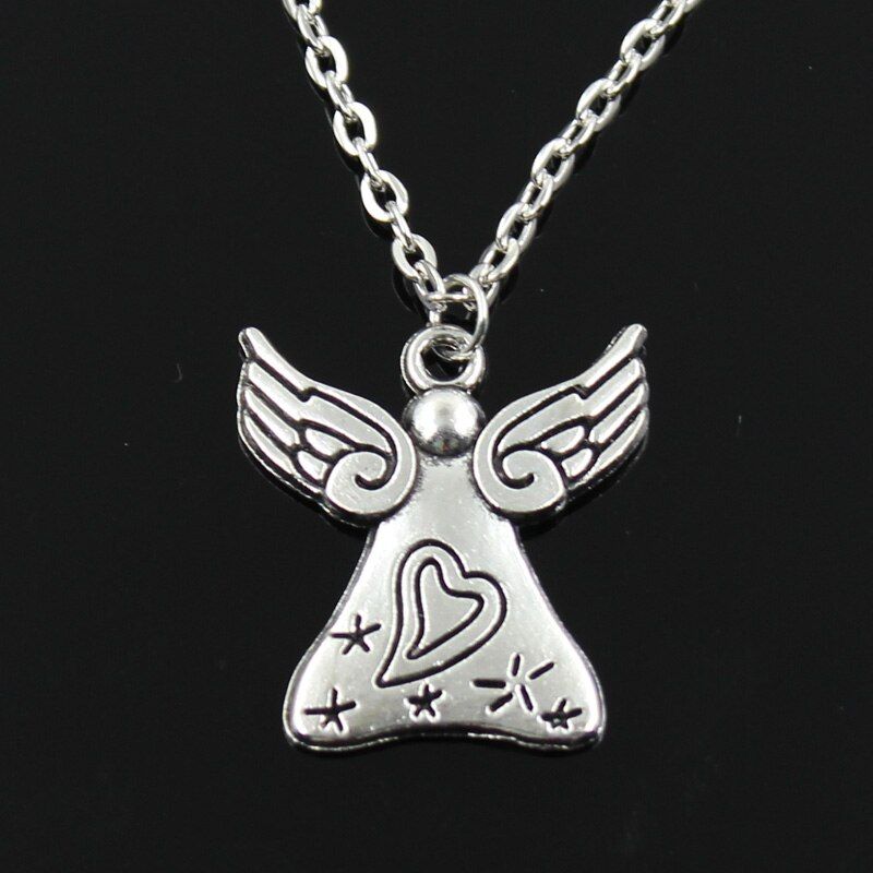 New Fashion Pray Angel Heart Star Pendants Round Cross Chain Short Long Mens Womens Silver Color Necklace Jewelry Gift