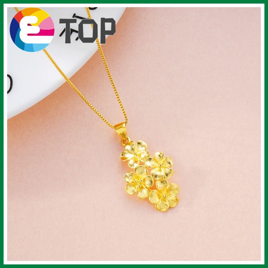 Laos Gold Gold Ladies Flower Ring Copper Gold Plated Flower Necklace Bracelet Three-Piece Set Wedding Jewelry