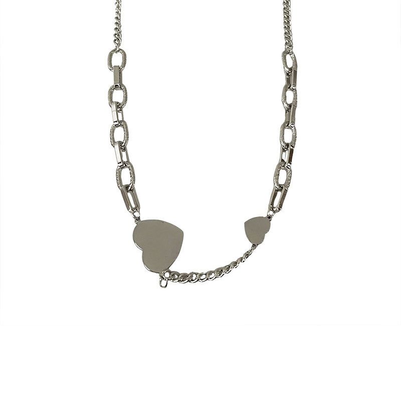 Women Chain Necklace, Heart Shape Pendant Clavicle Choker Jewelry Accessory Gift for Female