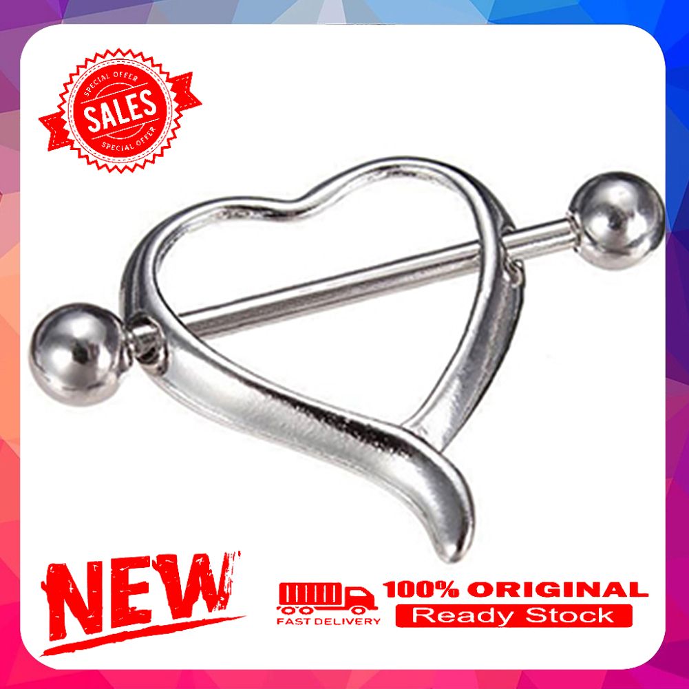 1Pc Sexy Love Heart Nipple Barbell Bar Ring Body Piercing Jewelry