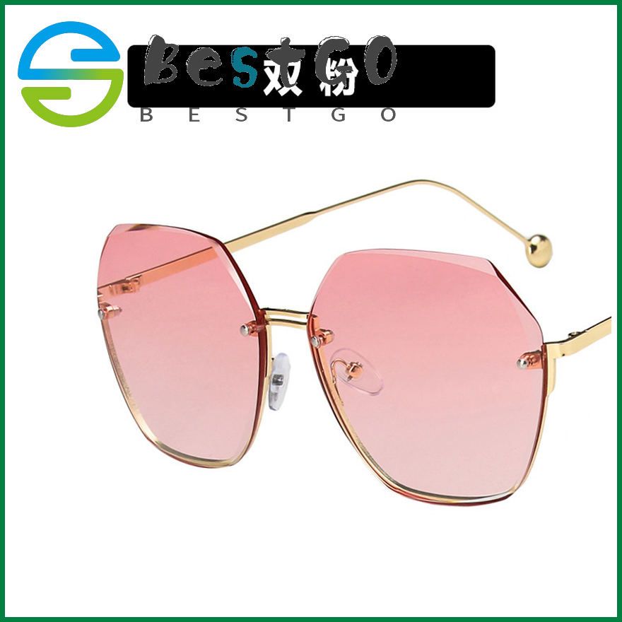 Rimless cut-edge sunglasses trendy temperament sunglasses female big face slimming fashion glasses UV protection