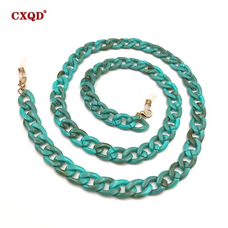 CXQD New Fashion Women Eyeglass Chains Wide Acrylic Chains Anti-slip Eyewear Cord Holder Neck Strap Reading Glasses Rope Gift