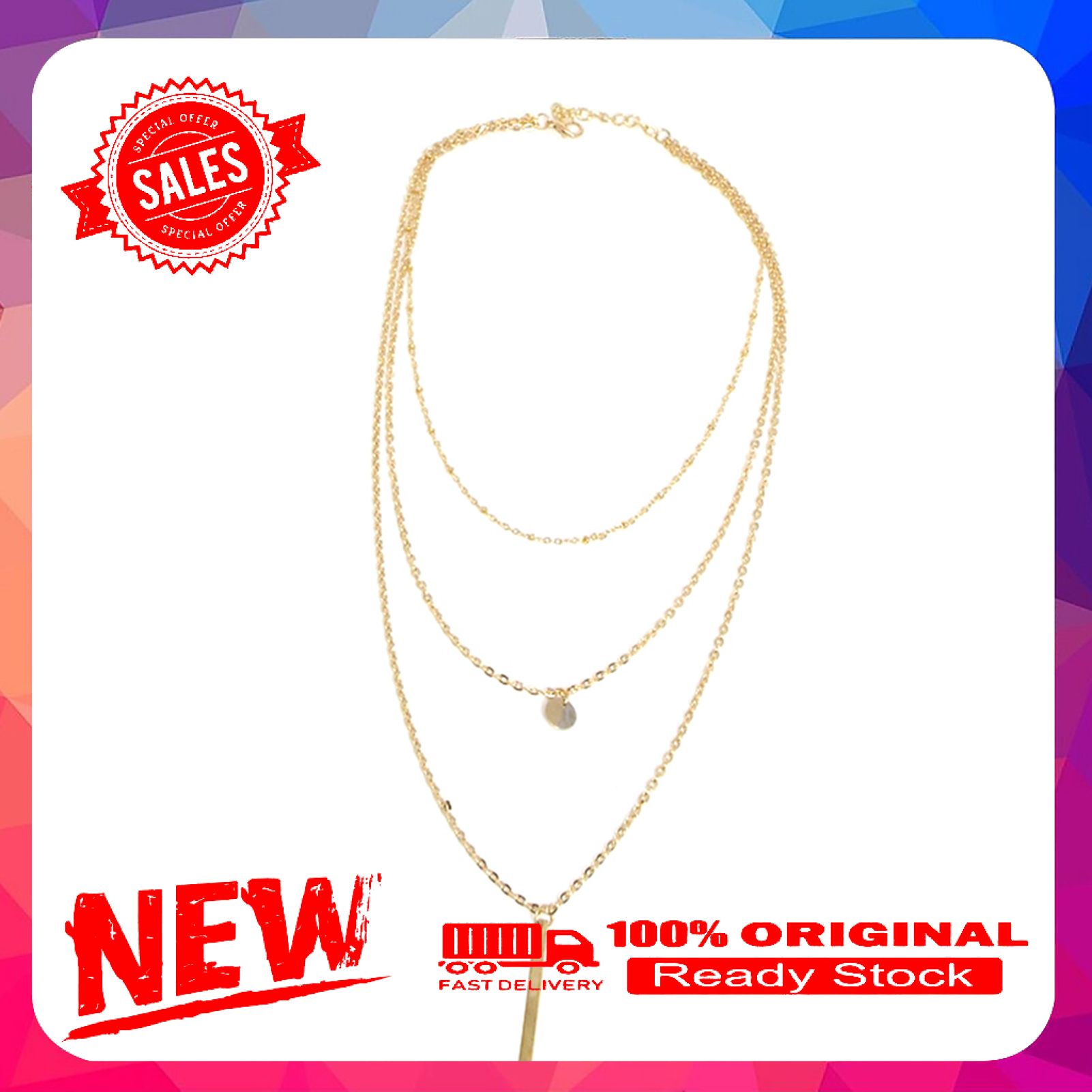 Necklace Lightweight Three Layers Alloy Multi-Layer Long Necklace for Party