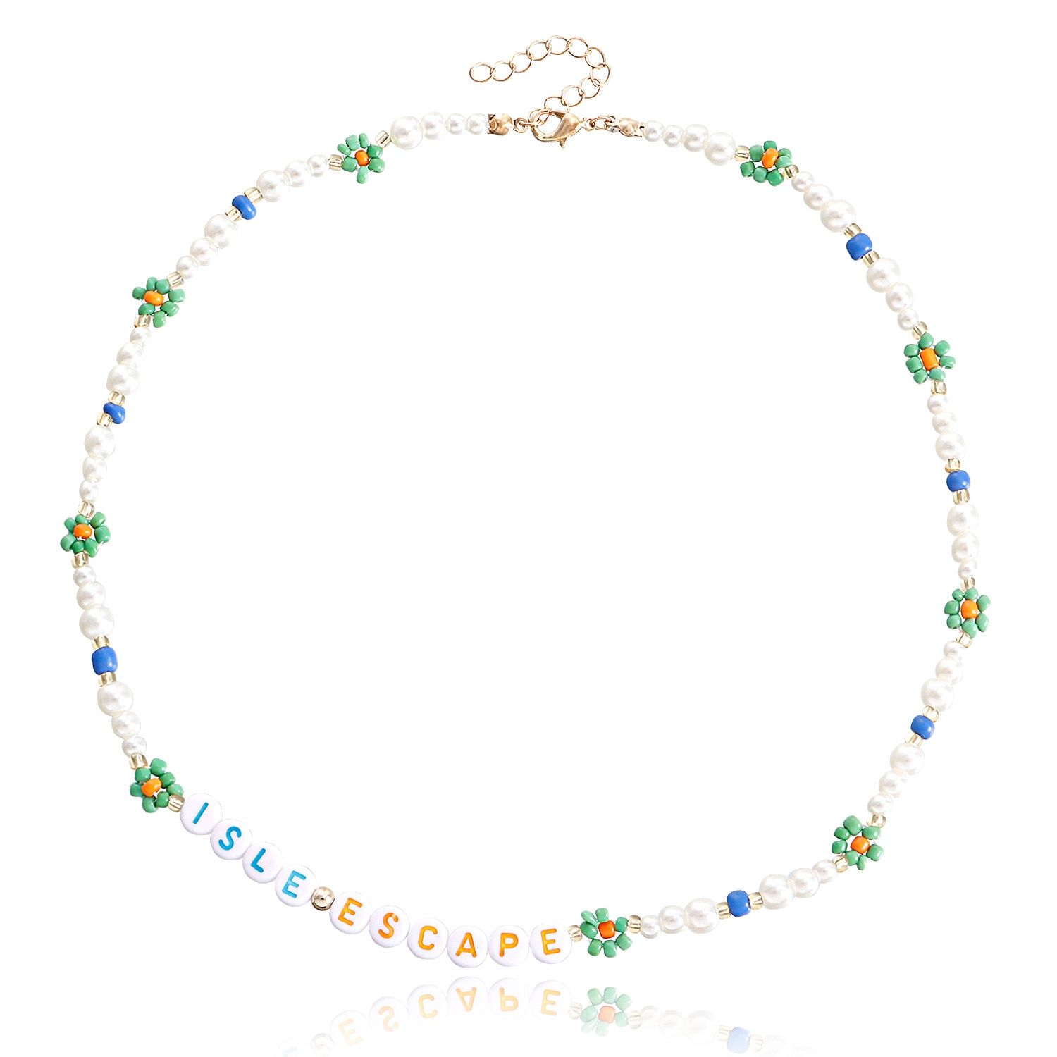 HangZhi 2020 New Korean Sweet Colorful Little Daisy Acrylic Flowers Boho Beaded Clavicle Necklaces for Women Girls Jewelry