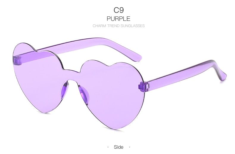 LAF2526-C9Heart Sunglasses Women Love Frame Clear Transparent Sun Glasses for women Rimless Vintage UV400 High Quality ladies cute