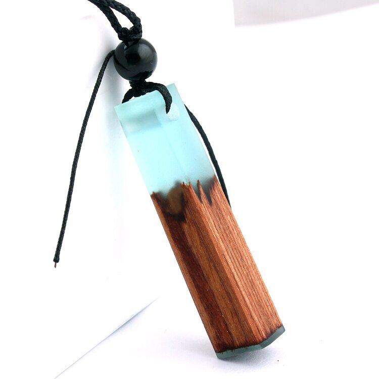 Solid Wood Pendant Necklace / Sweater Pendant / Ethnic Travel Jewelry / Solidified Time Resin Handbag Pendant NX005