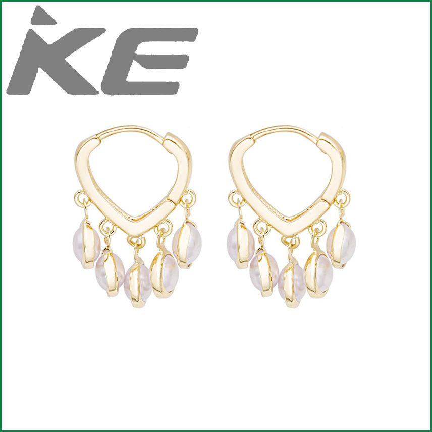 Round Pearl Ear Buckle Design Round Fringe Drop Stud Earrings for gilrs for women low price