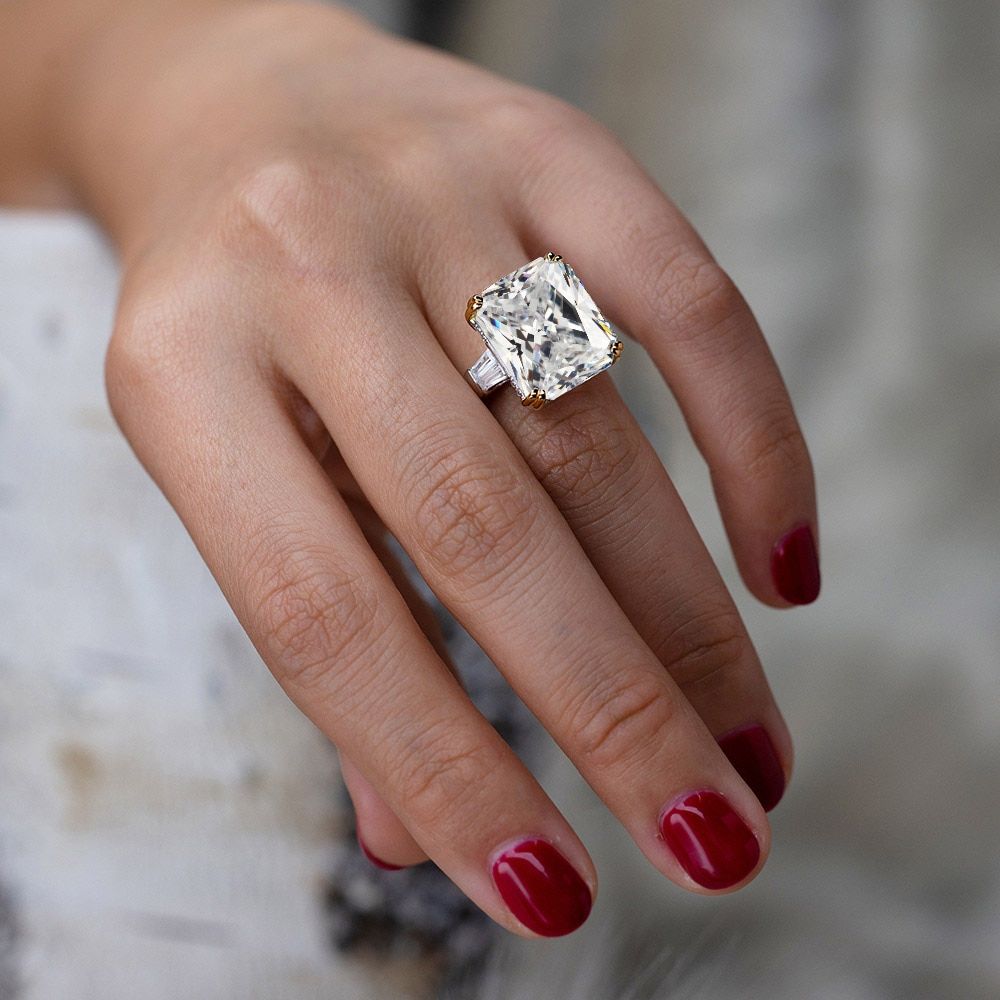 Dubai Luxury Male Female Big Cubic Zircon Stone Ring 7 Color Option for Wedding Jewelry Promise Engagement Rings for Woman R-157