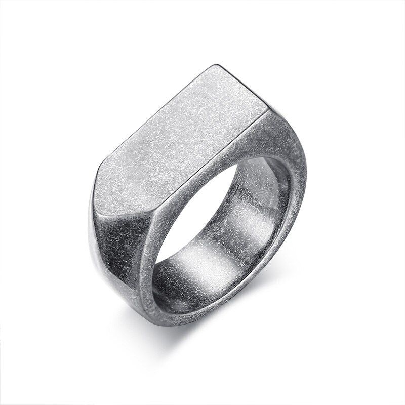 Men Flat Top Oxidized Arrow Ring for Men IP Stainless steel Vintage Rustic Band Male Jewelry Anillos Accessories