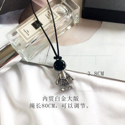 HUANZHI 2019 New Hip Hop Universe Space Astronaut Robot Pendant Chain Metal Necklace for Men Women Girls Party Jewelry Gift