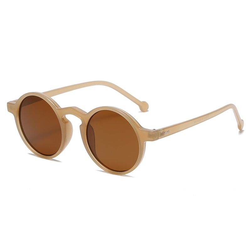 Retro Round Sunglasses Women  Designer Classic Vintage Small Frame Sun Glasses Ladies Black Driving Eyewear Korean Style-C4 brown