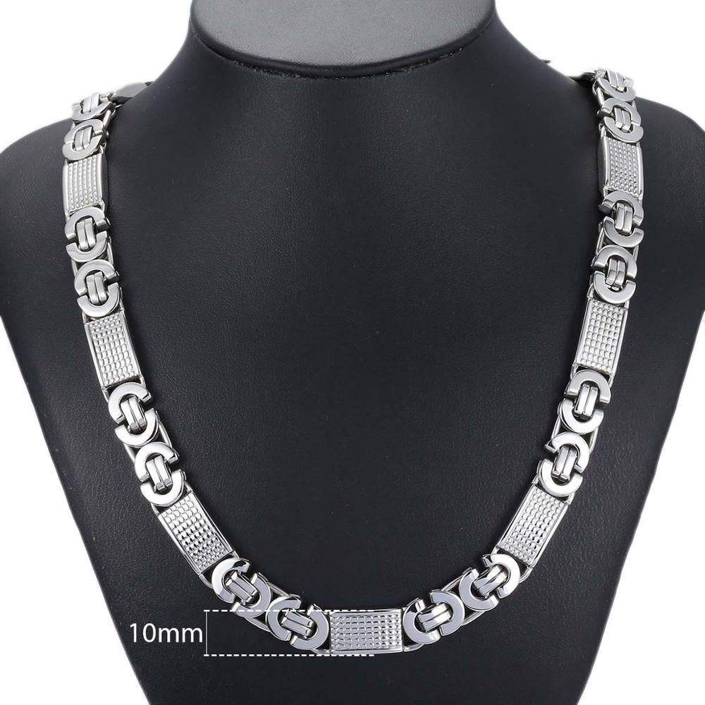 Davieslee Stainless Steel Chains Necklace for Men Gold Silver Color Byzantine Mens Necklaces Fashion Jewelry 6/8/11mm DLKN277