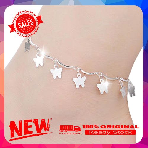 Women Chic Silver Plated Butterfly Stars Bell Charm Anklet Bracelet Foot Chain