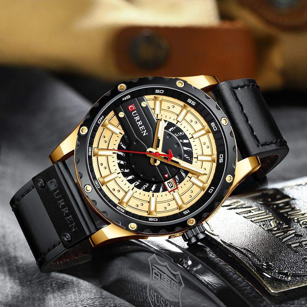 CURREN 8374 NEW Watches for Men Fashion Creative Business Quartz Watch with Leather Male Clocks Relógio Masculino【With Box】