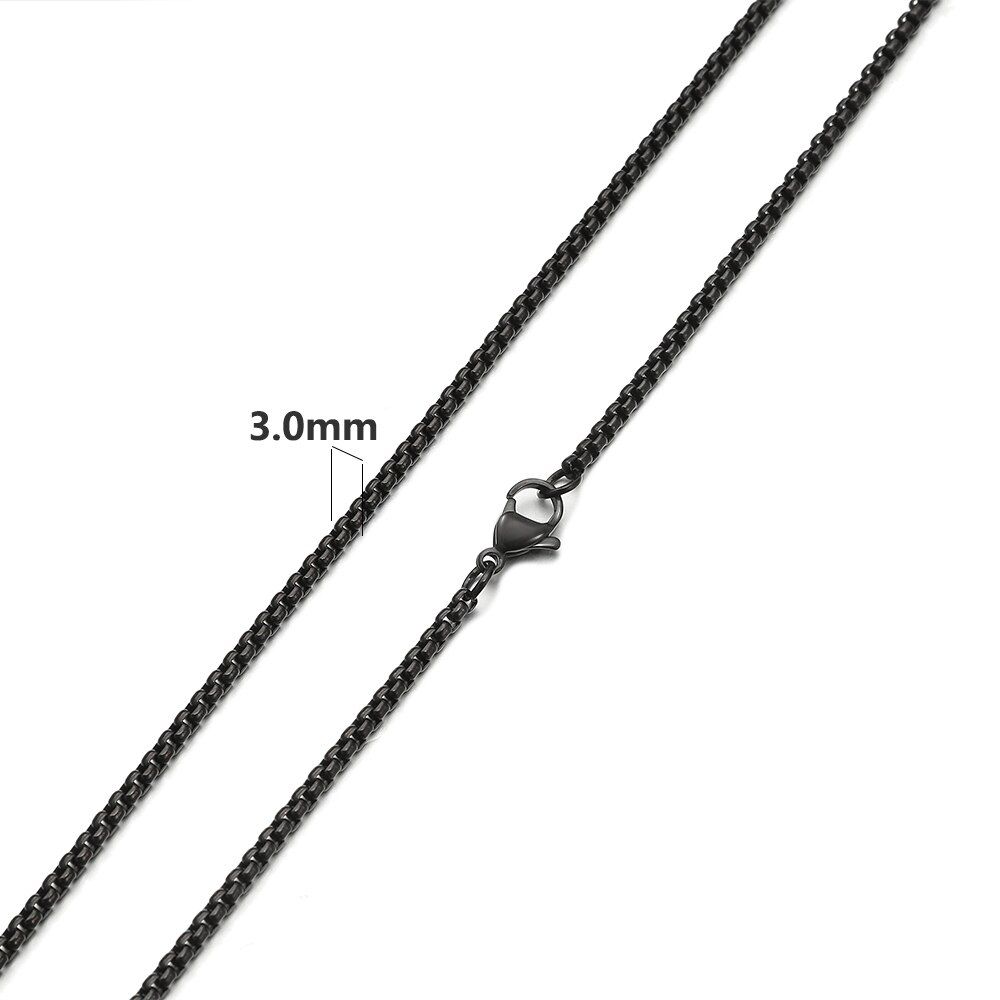 AZIZ BEKKAOUI Stainless Steel Black Gold Silver Color Box Chain Beads Basic Chains Men Necklace Choker Jewelry Top Quality