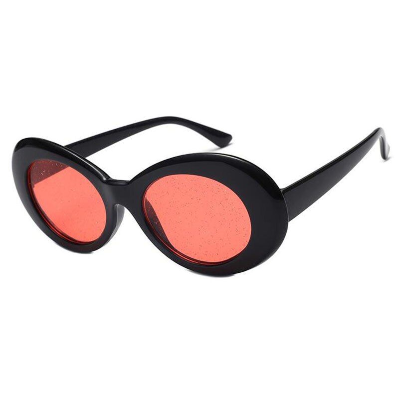 black frame redFashion Cool Unique Dazzle Particle Lens Oval Style Sunglasses Women Men Party Brand Sesign Sun Glasses Oculos De Sol