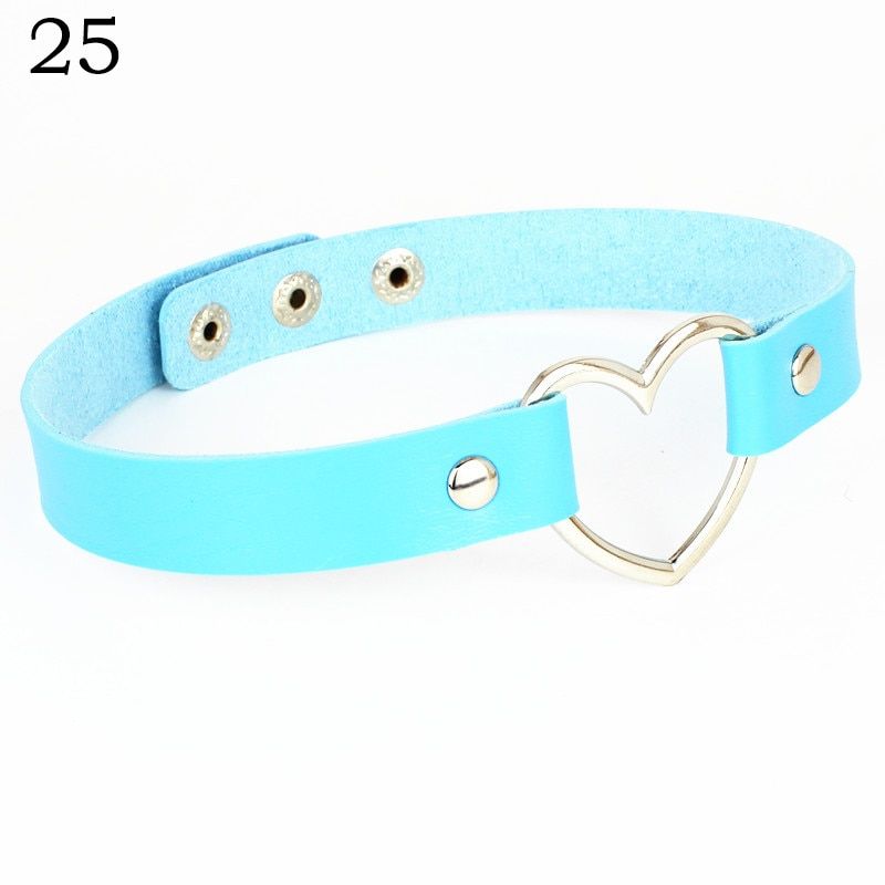 2020 Fashion PU Leather Heart Choker Necklace Women Chocker Necklaces Punk Statement Jewelry Collier Wedding Bride Jewelry Gift