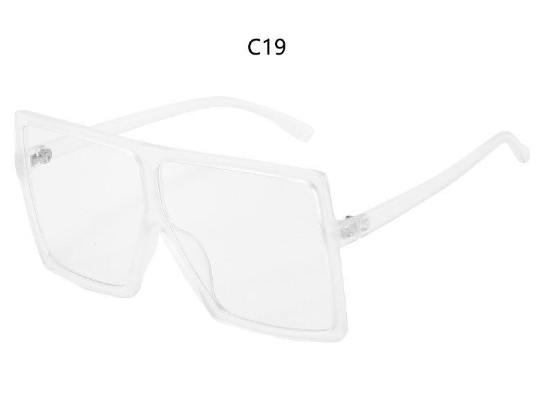 C19 clear clearvintage oversized sunglasses famous brand Large Mirror Designer Sun Glasses Fashion Square Black Shades Flat Top Vendors