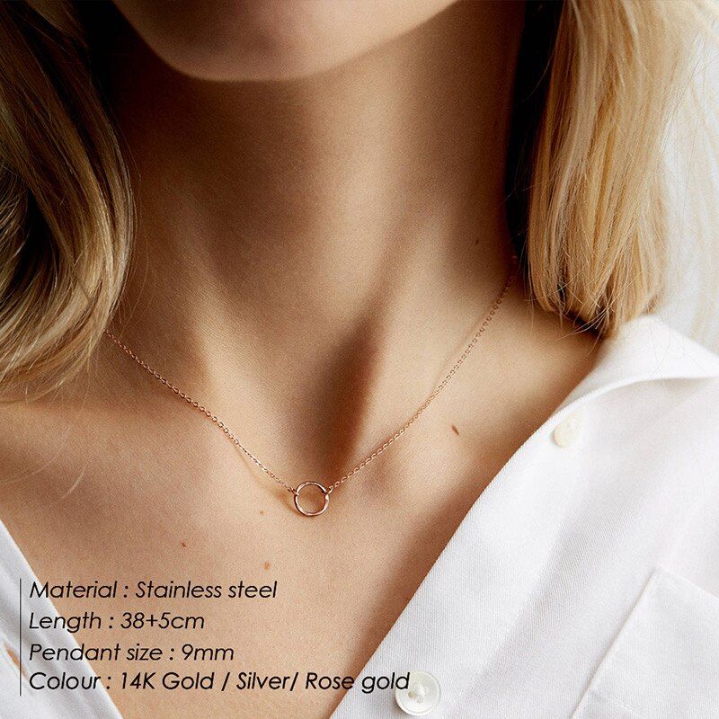 e-Manco Trendy Dainty Choker Necklace for women Stainless Steel Necklace women Chic Charm Pendant Necklace Fashion Jewelry