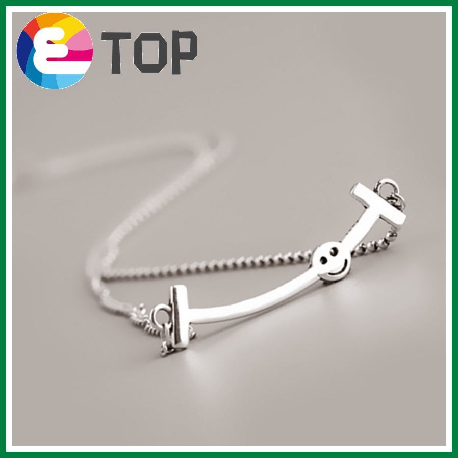 One Word Smile Necklace Korean Stacking Design Light Cross Smiley Collarbone Necklace