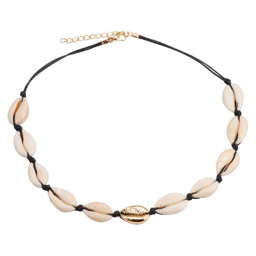 Fashion Hot Shell Necklace Bracelet Set Gold Color Women Choker Natural Shells Chain Charm Jewelry Beach Girl Gift Accessories