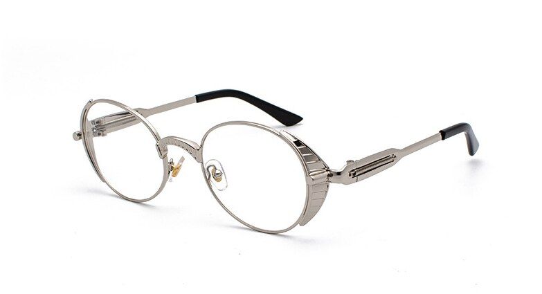 C9 silver clear47943 Retro Steam Punk Sunglasses Men Women Fashion Shades UV400 Vintage Glasses