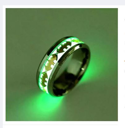 Jearls Stainless Steel Luminous Ring - 8mm Couple Rings Luminous Ring Batman Pattern Rings for Men/Women Gift-Fantastic Glow in The Dark Ring Jewelry Making Life Easier Gold 5