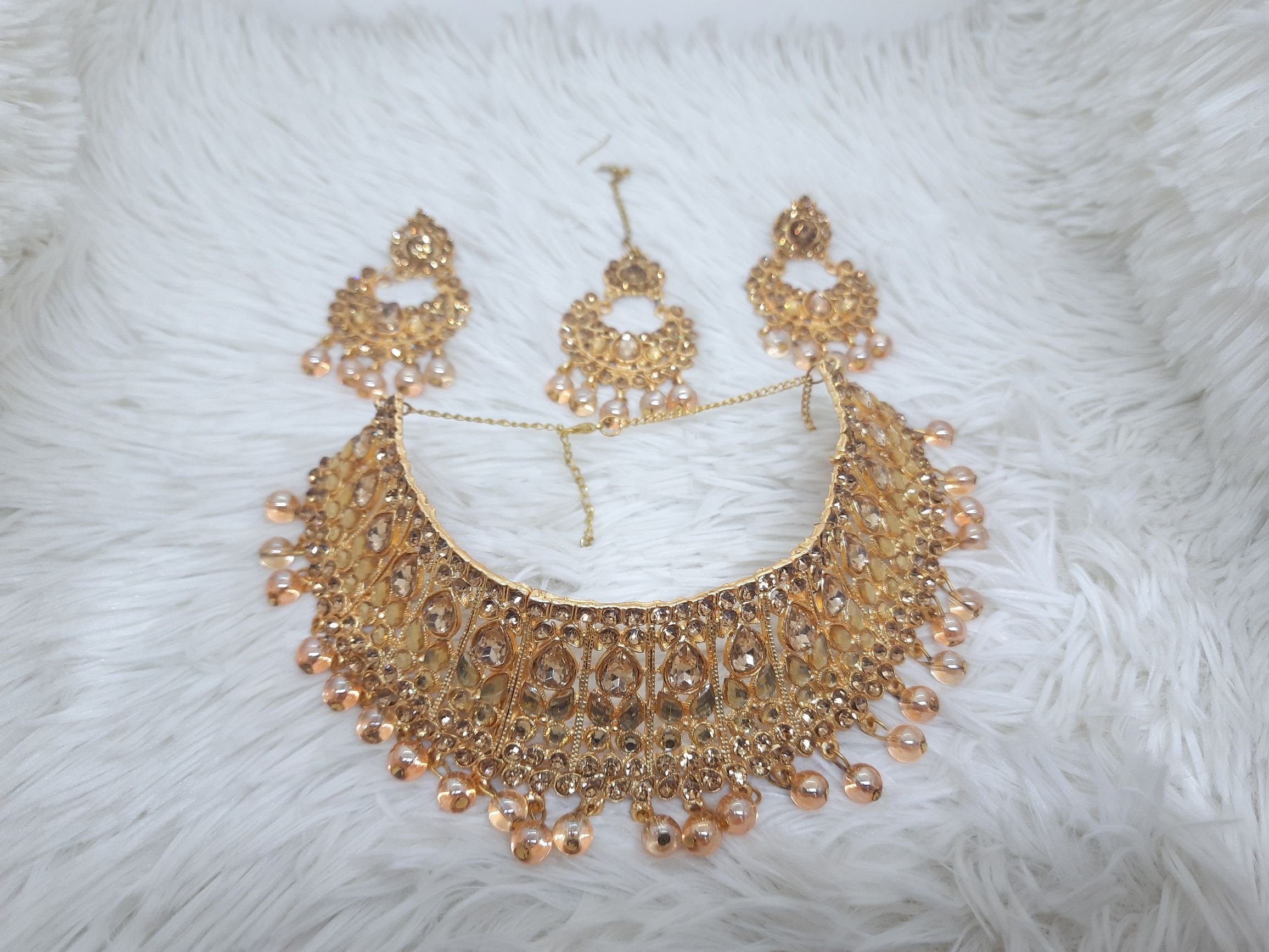 Gold Plated Indian Jewelry Earrings Tikli Set