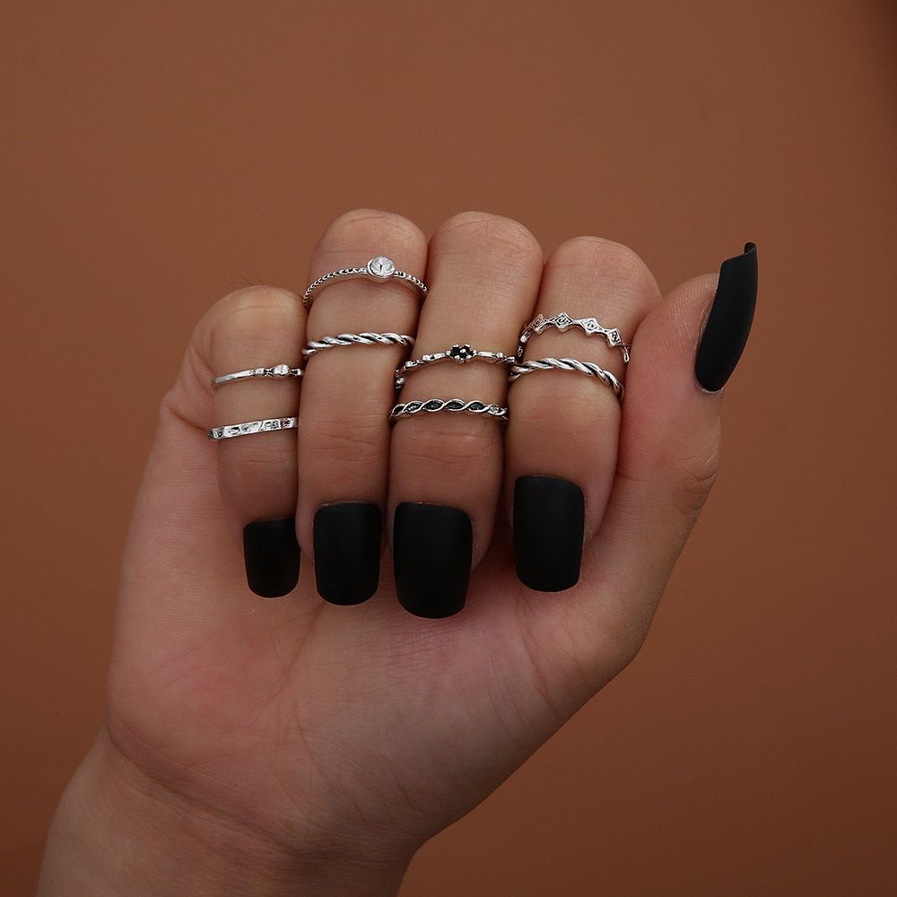 Modyle Silver Color Midi Rings Set For Women Boho Vintage Star Moon Opal Crystal Midi Finger Bands 2019 Female Bohemian Jewelry