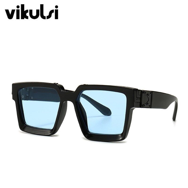 Black BlueDelicate Elegant Women's Sunglasses Square Brand Design Metal Arm Sun Glasses Men Unisex Style Summer Travel Sunglasses Shades
