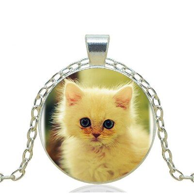 2017 Bestselling Cute Cat Logo Necklace Pendant Art Handmade Vintage Cabochon Round Accessories Necklace Women Jewelry HZ1