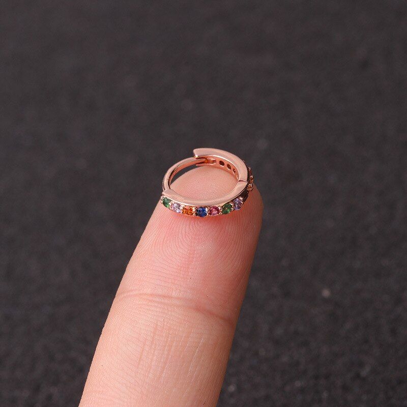 1pc 6mm-10mm Cz Hoop Cartilage Gold/Silver Color Cubic Zirconia Helix Tragus Daith Conch Snug Ear Piercing Jewelry
