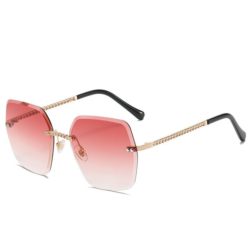 4MOLNIYA Fashion Gradient Sunglasses 2020 Chain Frame Women Oversized Sun Glasses UV400 Flower shape Metal sunglasses