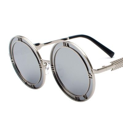 C4Retro Clock Oversized Round Sunglasses Women Luxury Brand Pink Blue Metal Frame Sun Glasses Trendy Designer Zonnebril Dames