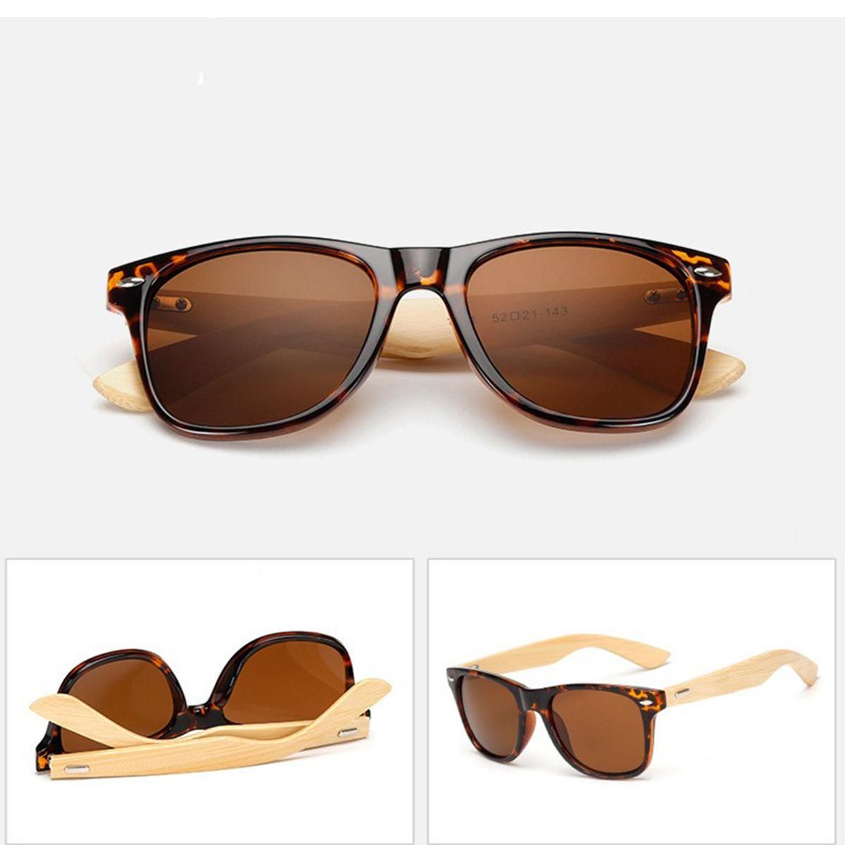 Yfashion Classical Colorful Film Moso Bamboo Leg Sunglasses  Lenses Color