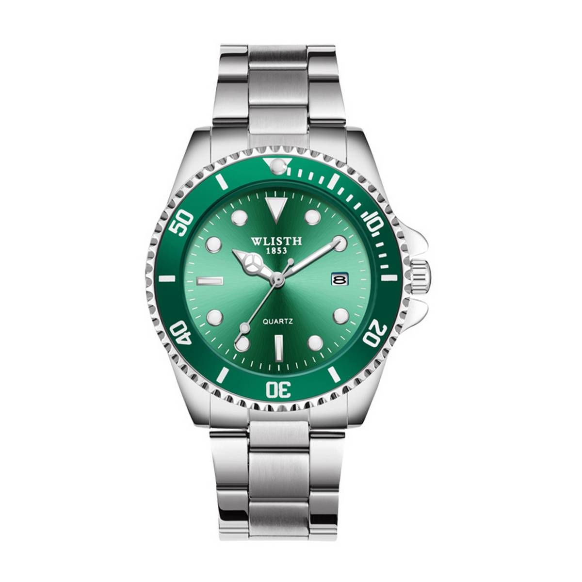 Men Waterproof Steel Band Round Dial  Display Quartz Watch Gift