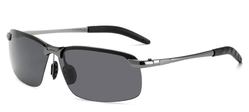 Al-Mg Alloy Photochromic Sunglasses Men larized Chameleon Glasses Change Color Sun Glasses Day Night Vision Driving Goggles SP--Black-Other