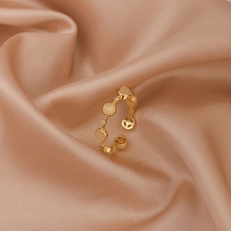 LATS Luxury Gold Color Pearl Zircon Rings for Woman 2021 Vintage  Open Ring Party Joint Ring Fashion Elegant Jewelry Gifts