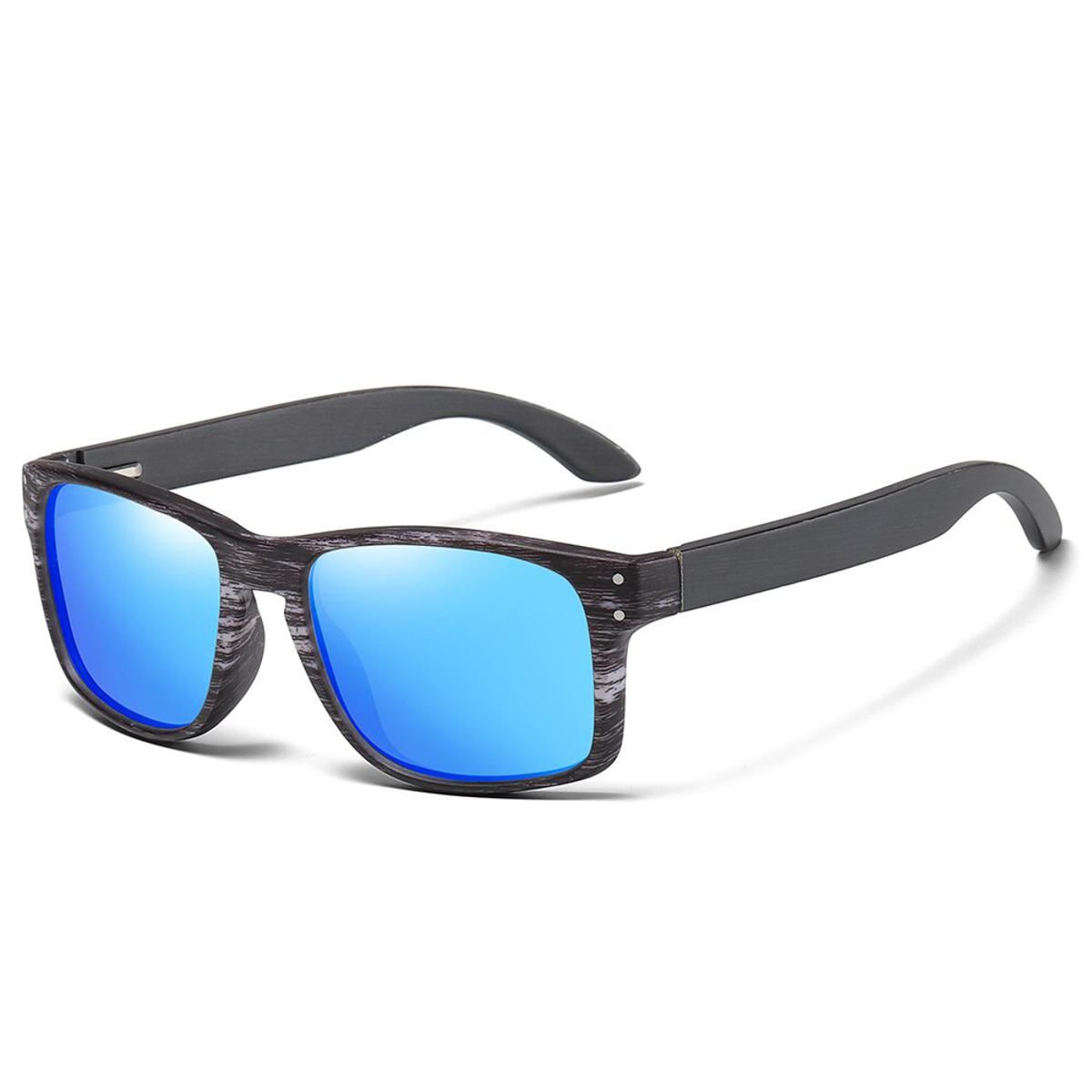 BlueGM Wooden Sunglasses Polarized Men Sports Sun Glasses Outdoors Reflective Eyewear Colorful Mirror Coating Gafas Oculos De Sol