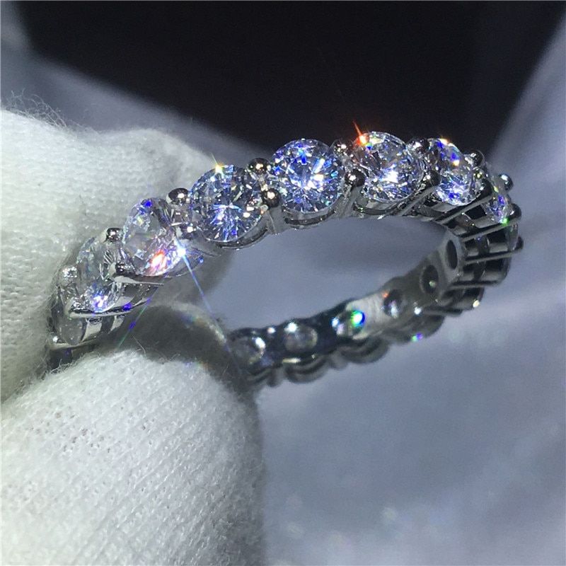 Fashion Eiffel Tower Jewelry 925 sterling silver ring set 8ct 5A Cz Sona Stone Engagement Wedding Band Rings for Women Bridal