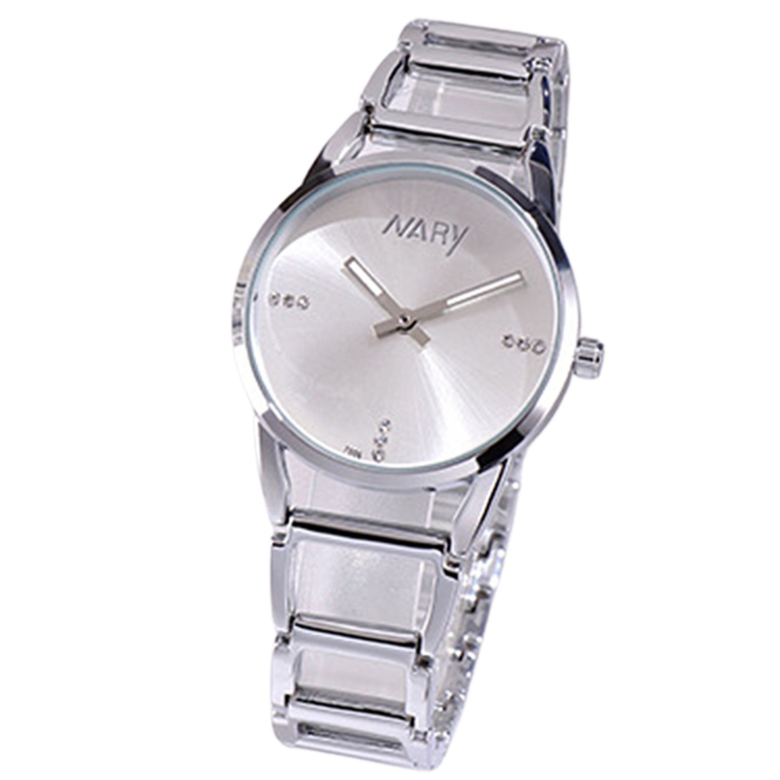 Quartz Watch Rhinestone Simple Stainless Steel Women Rhinestone Round Wristwatch for Dating