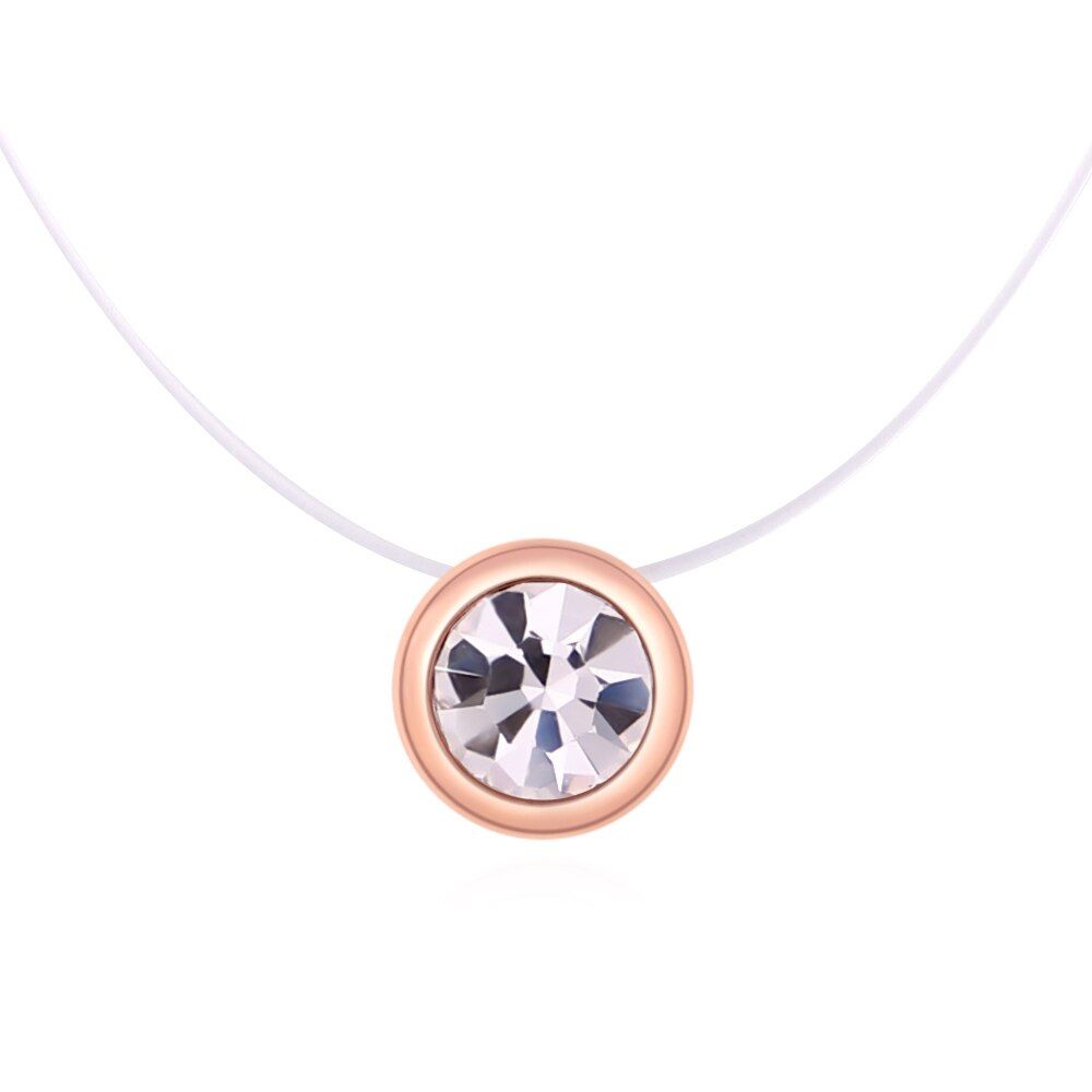 Baffin Women Invisible Line Necklace Simple Round Crystals From Czech Pendant Choker Transparent Fishing Line Collier Femme 2019