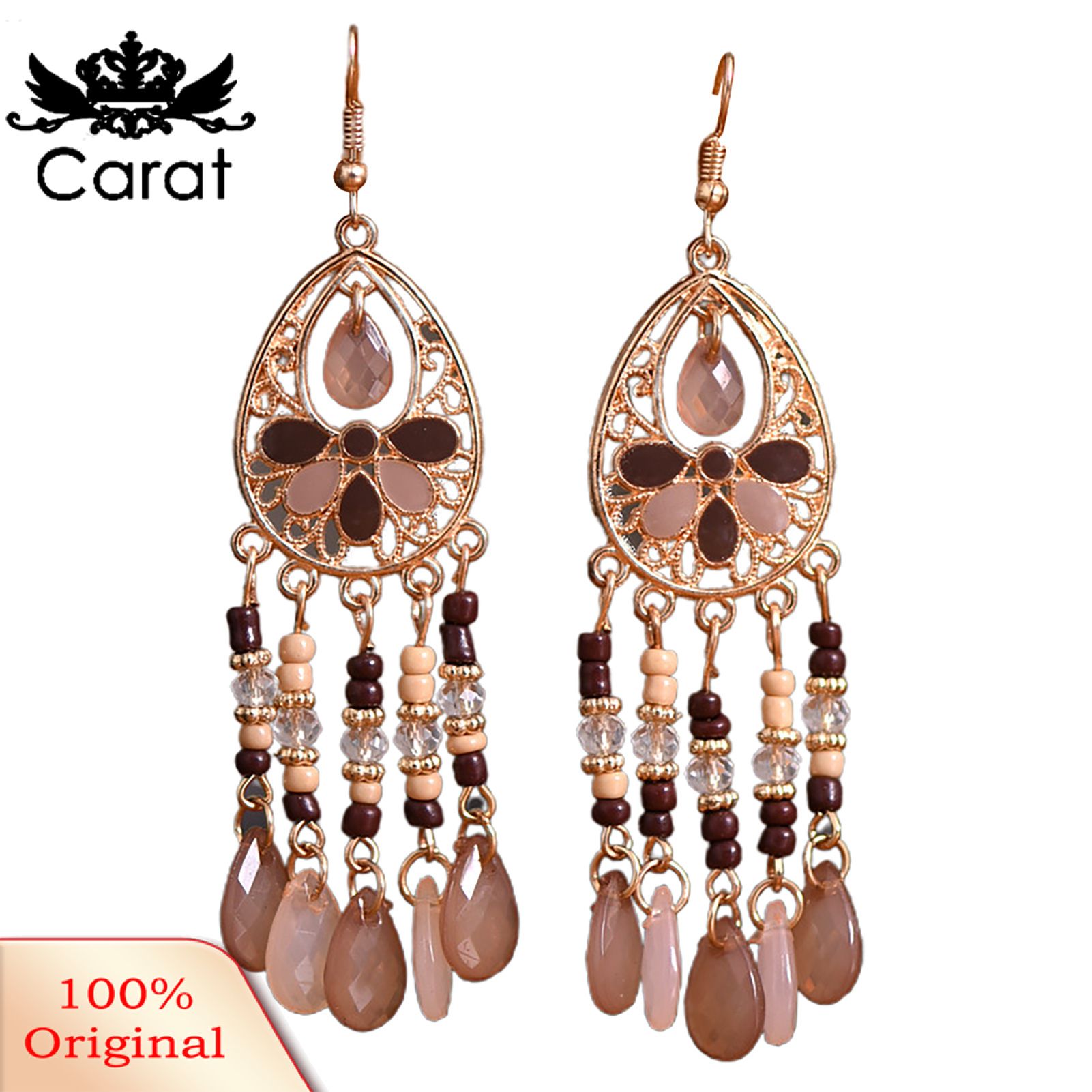 Carat 1 Pair Hook Earrings Tassels Bohemian Jewelry Long Vintage Dangle Earrings for Wedding