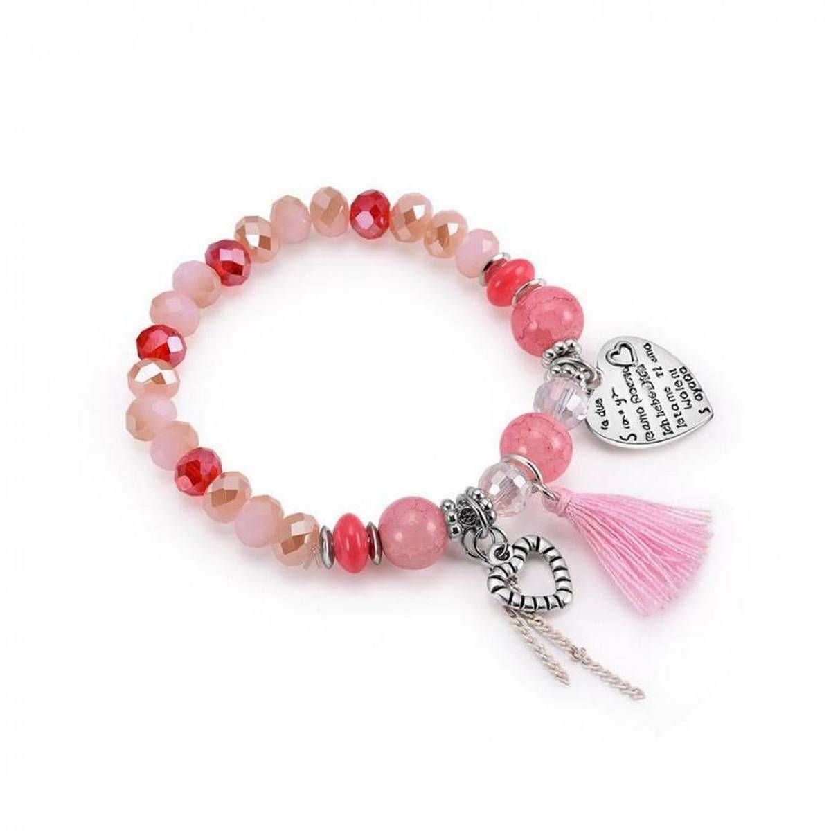 Crystal assel Pendant Beaded Bracelet Lovely Pink Charm Jewelry Bracelet Personality Bohemian style Ornament Accessaries