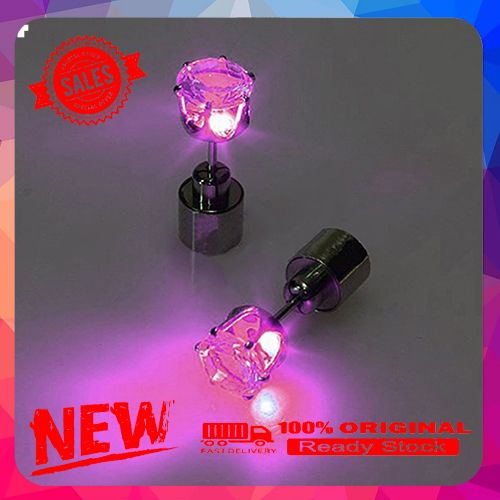 Fashion Women LED Light Up Rhinestone Ear Stud Earring Party Dance Xmas Jewelry