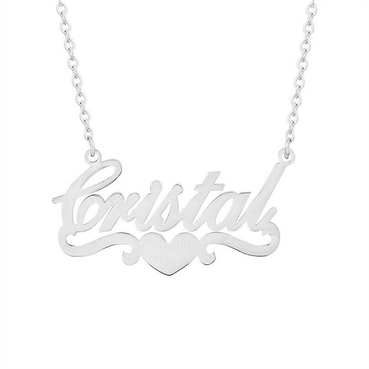 Handmade Custom Name Pendant With Heart Any vintage Letter Choker Necklaces Women Men Engraved Best Friend Gift Idea(null)