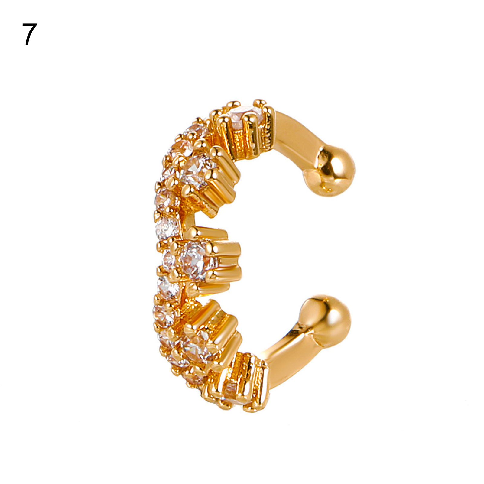 Clip Earring Shining Double Layer Cubic Zirconia Earbone Clip