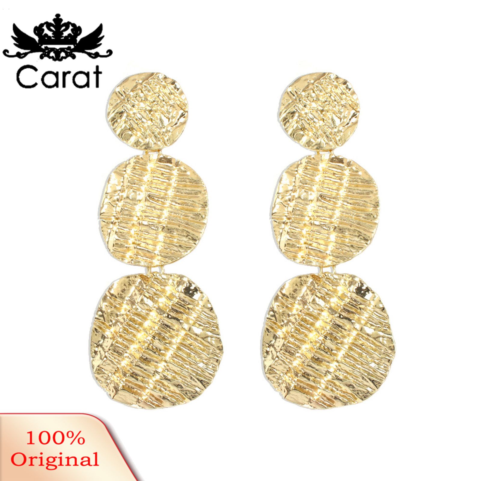 Carat 1 Pair Drop Earrings Geometric Round Pendant Exaggerated Women All Match Long Stud Earrings for Dating
