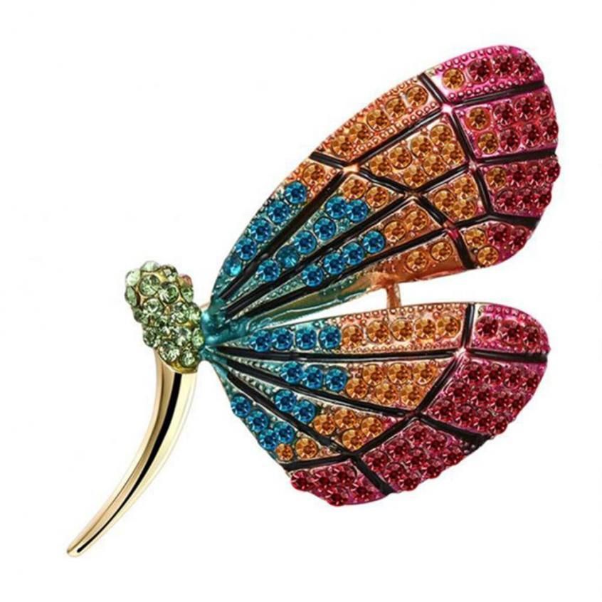 Women Alloy Gold Plated Zircon Insect Brooch Breastpin Female Jewelry Accessory